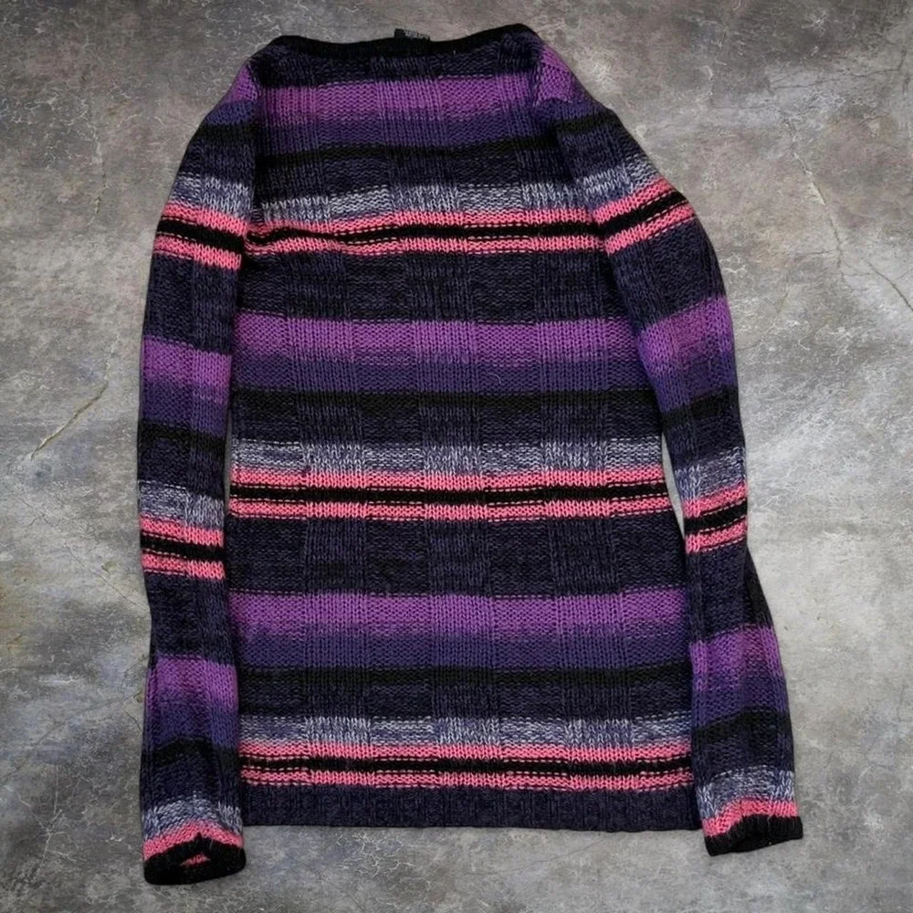 Vintage Ashley By 26 international Knit Striped Sweatshirt Women's Medium Y2K